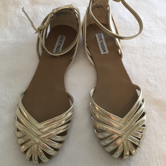dressy gold flat sandals